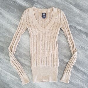 Light Chocolate Detailed AEO Vneck Sweater